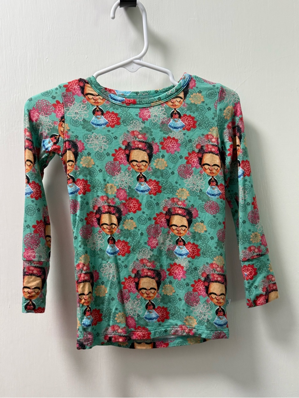 Posh Peanut: Girls' Floral Teal Long-Sleeve Top